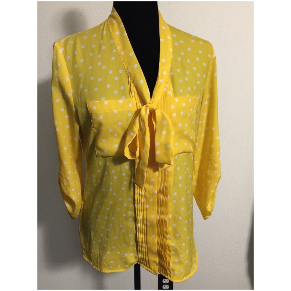 Yellow & white polka dot shirt (New York & Co)
