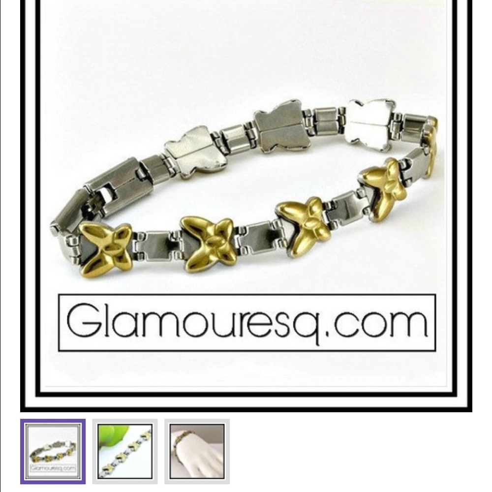18k Gold & Stainless Steel Bracelet 7.5"