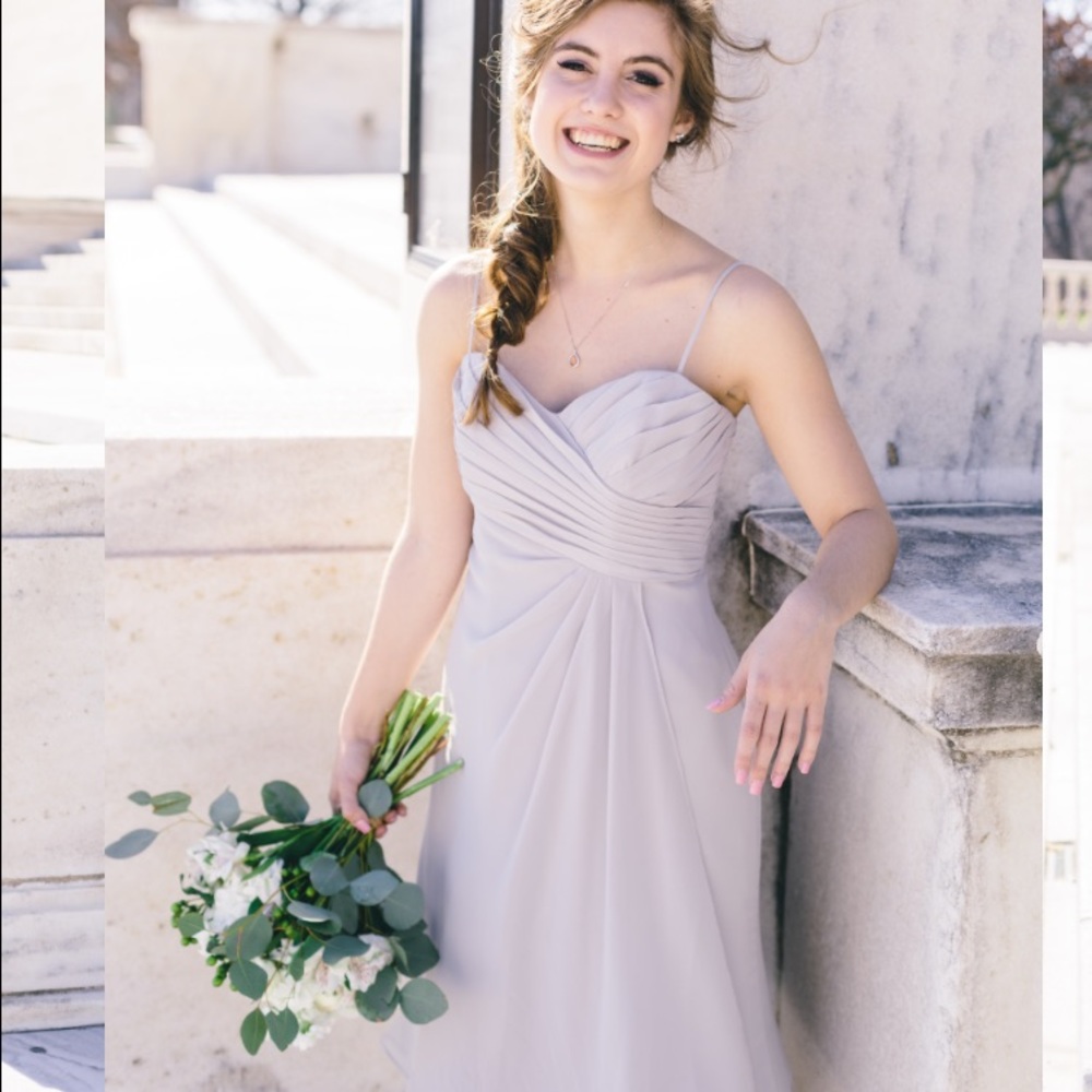 Grey Chiffon Knee Length Dress