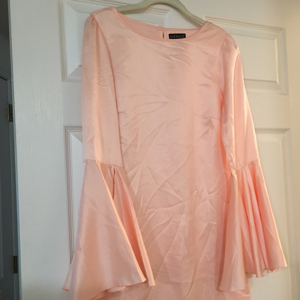 Light pink satin mini dress size small. New