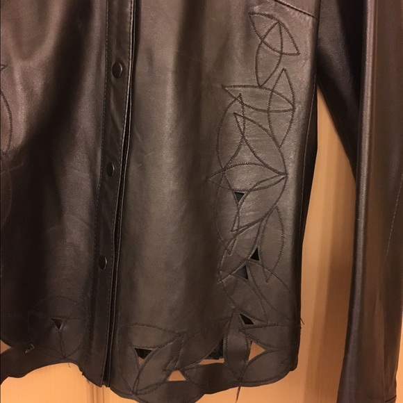 Leather button down top - Picture 2 of 3
