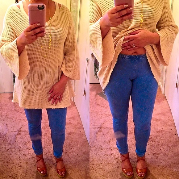 Mineral Washed Leggings- LIGHT DENIM - Picture 3 of 5