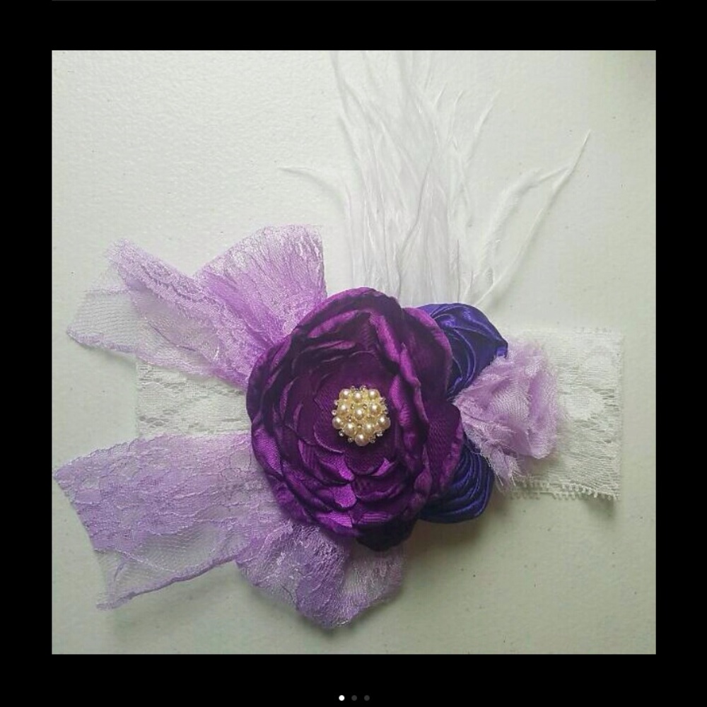 Purple Lace Feather Headband