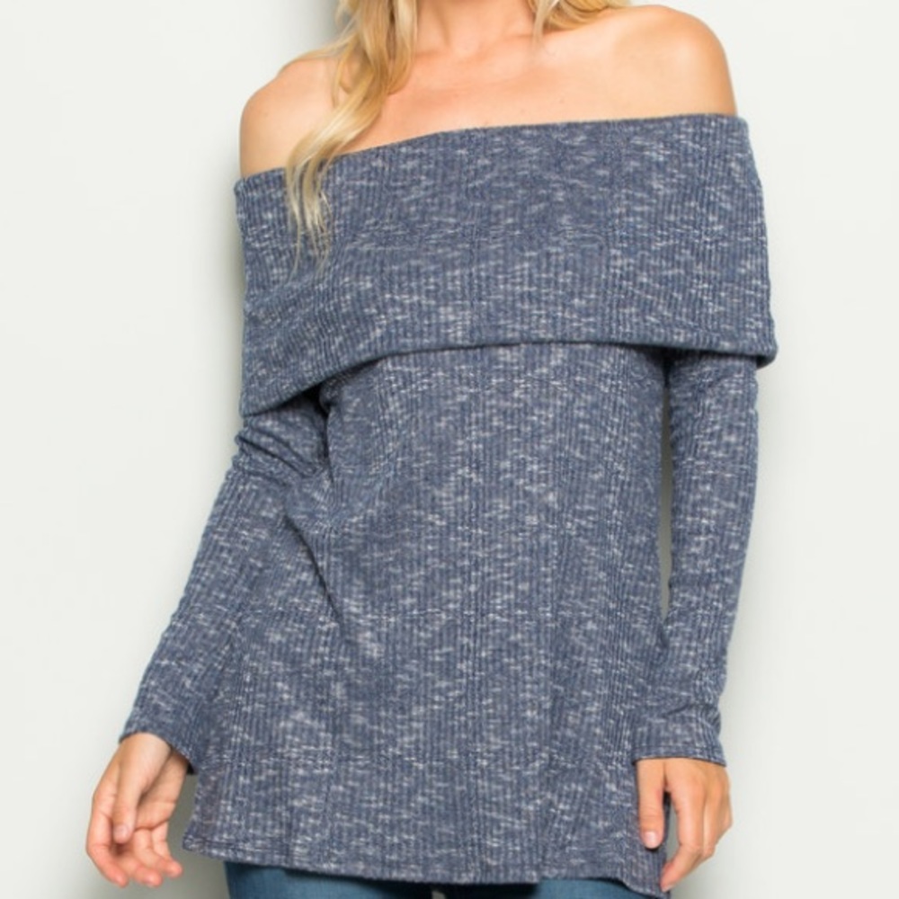 Navy off shoulder tunic