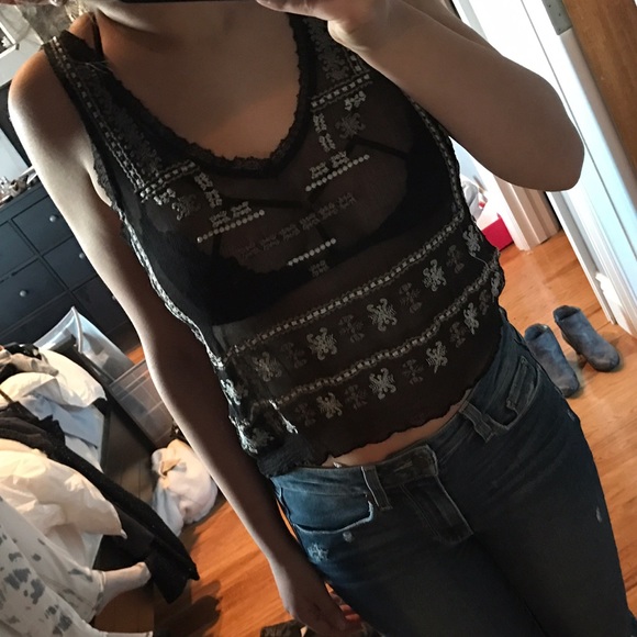 Urban Outfitters cropped see-through blouse - Picture 4 of 4