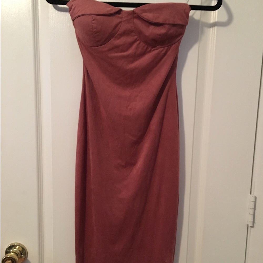 Small rose pink suede dress