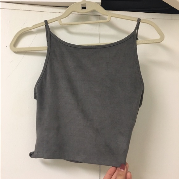 GREY lace up suede top from LF! Never worn! - Picture 2 of 2