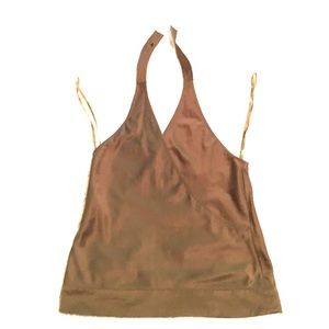 New York & Co. Gold Halter Top (Size 2)