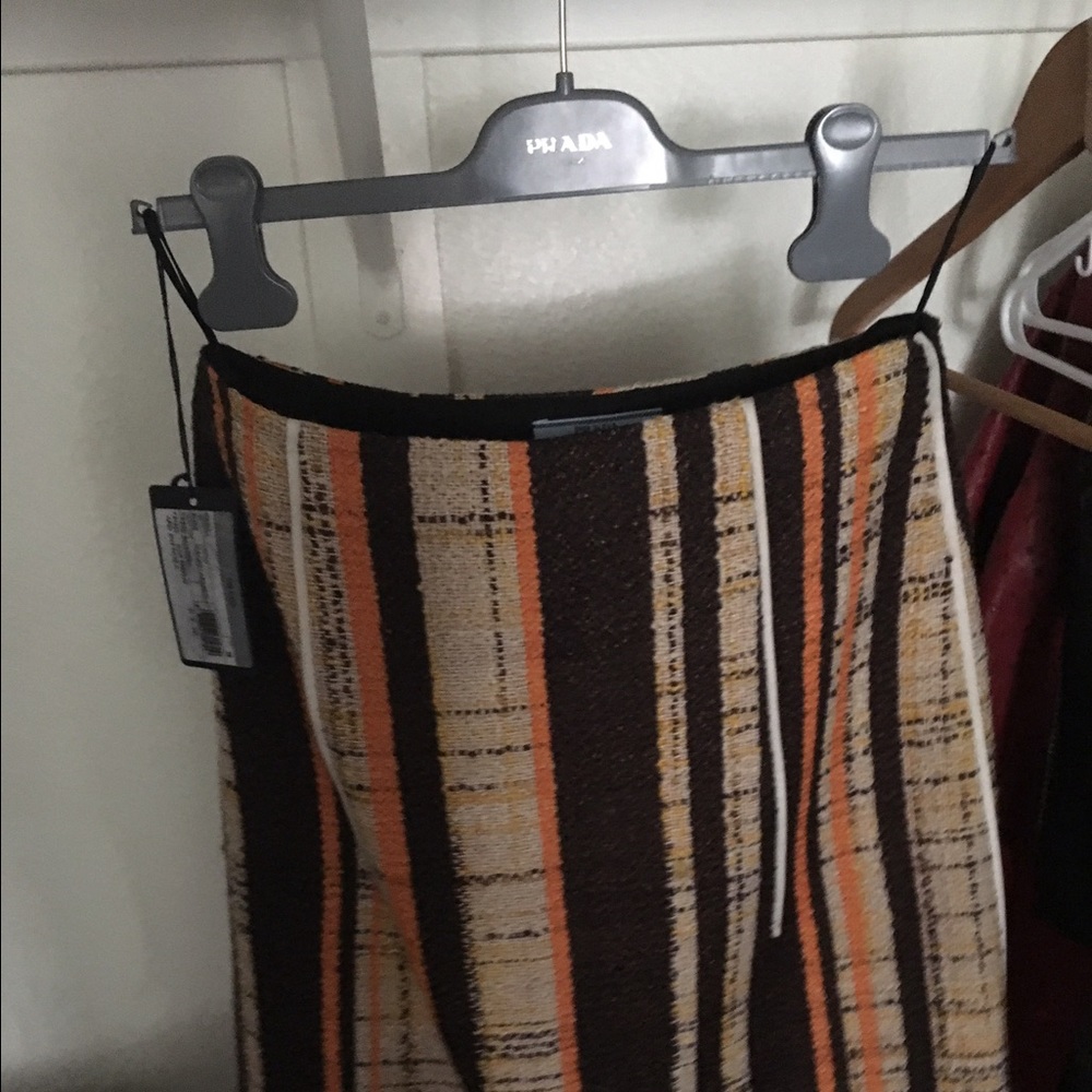 Prada Spring 2016 Brown Striped Skirt