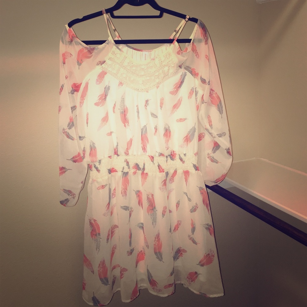 feather print dress
