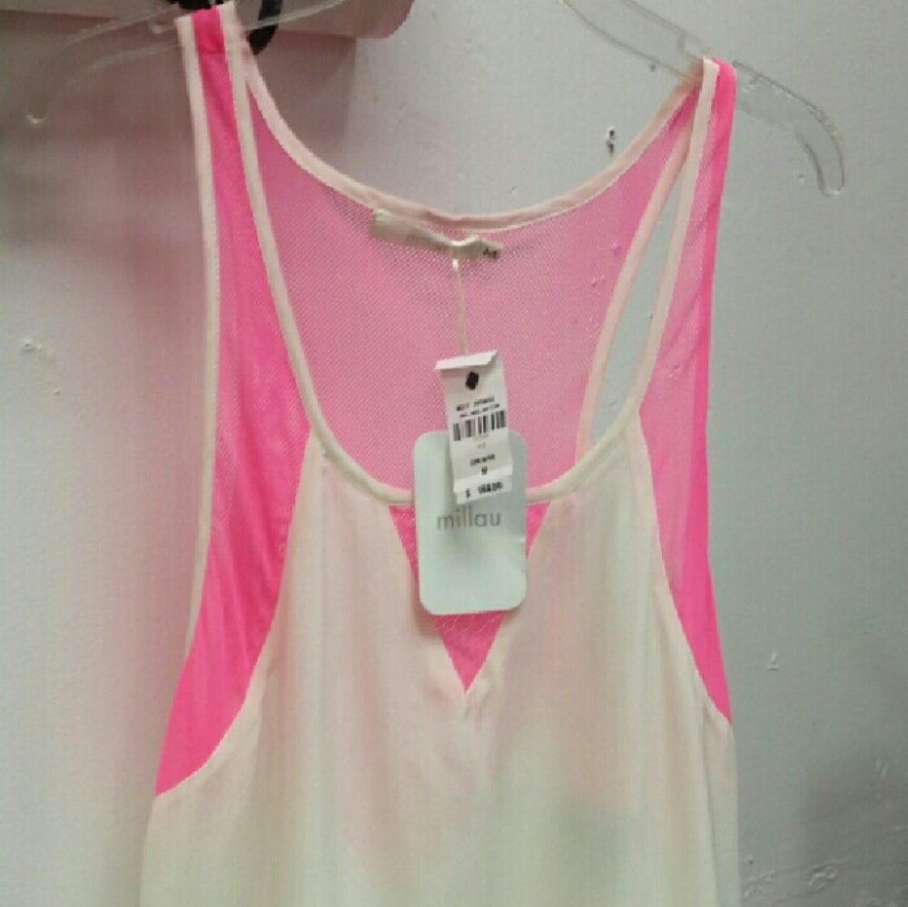 LF silk cream/ pink long top size m