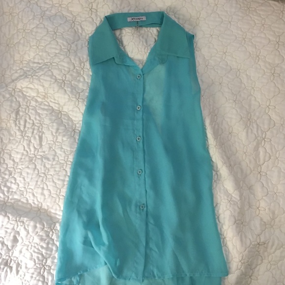 Sea foam sheer top with sexy open back! - Picture 4 of 4