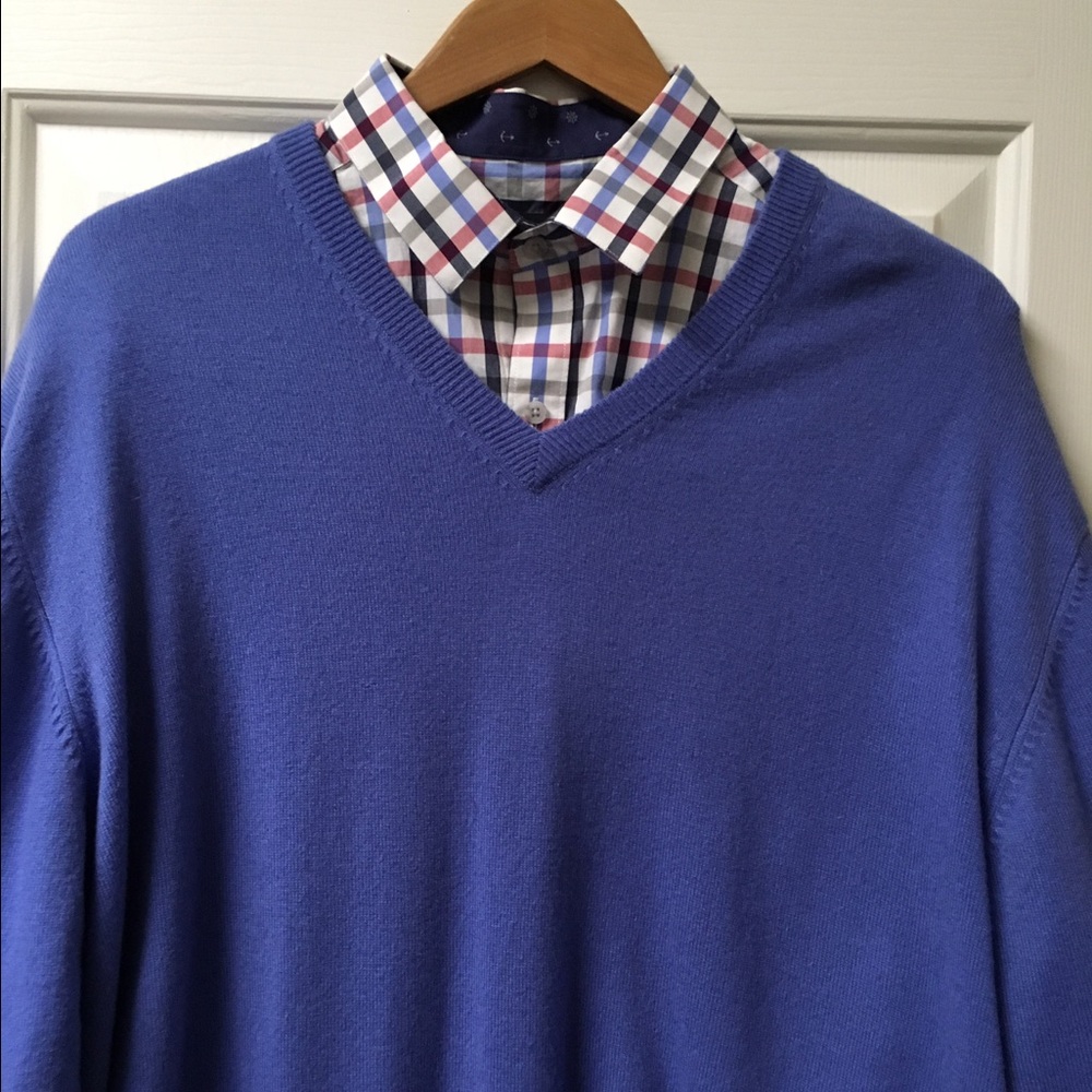 Men's v-neck 100% cashmere sweater XL
