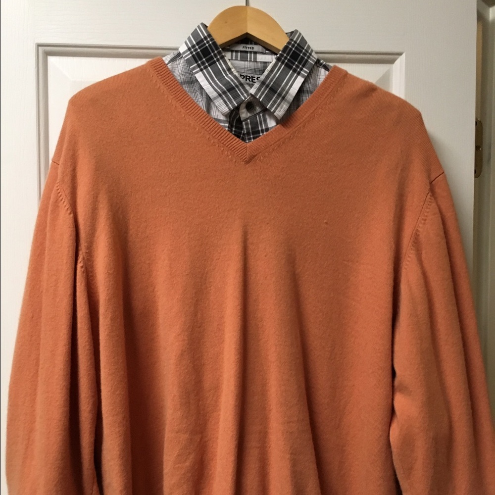 Men's v-neck 100% cashmere sweater XL