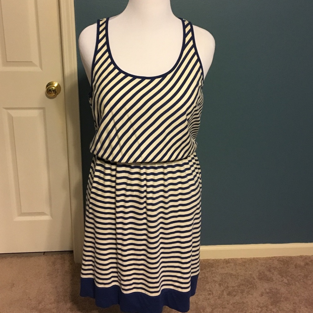 Loft Blue & White Striped Dress