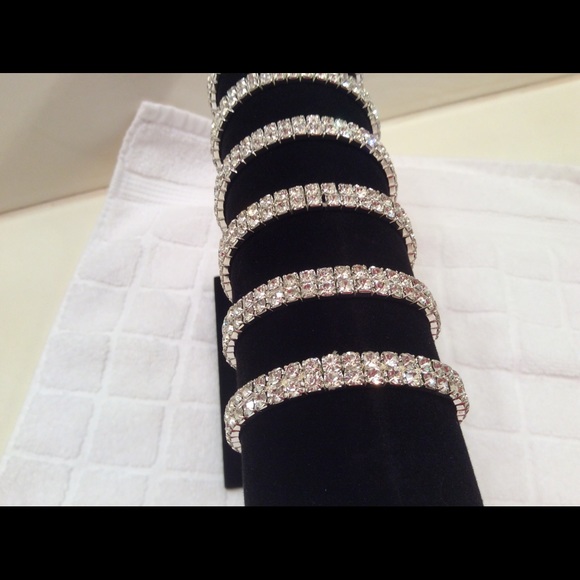 SOLD OUT Stretch Rhinestone Anklet/Bracelet 2 Rows - Picture 2 of 2