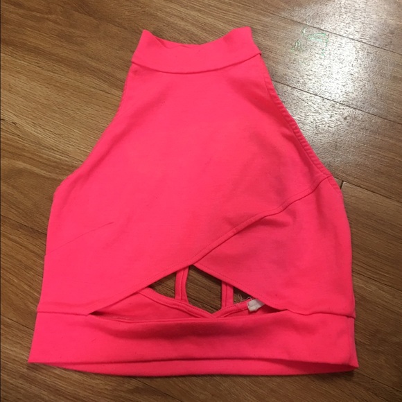 Hot pink crop top with open caged back! - Picture 3 of 4