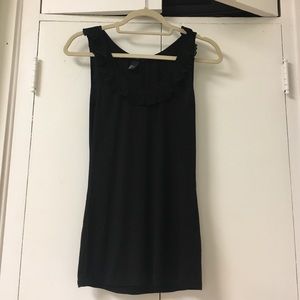 Black ruffled collared top/blouse!