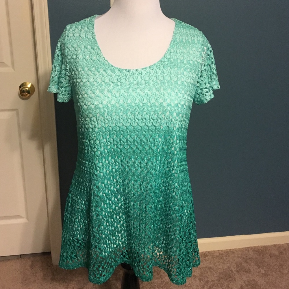 Elementz Short Sleeve Lace Overlay Tunic