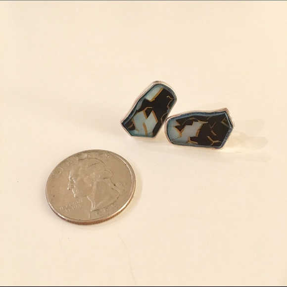 Mosiac Art Deco Earrings Studs - Picture 3 of 3