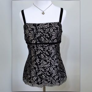 LOFT Lace and Velvet Black Cami Size 0