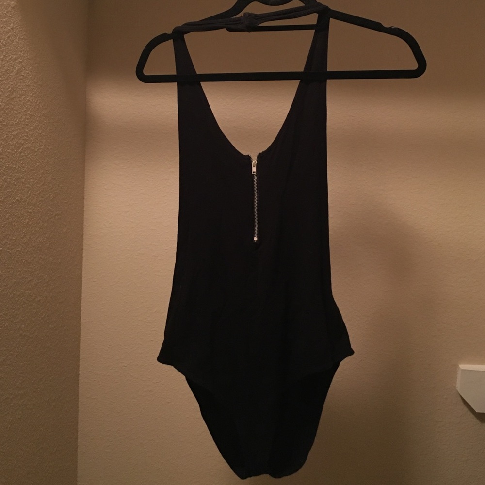 Black halter bodysuit