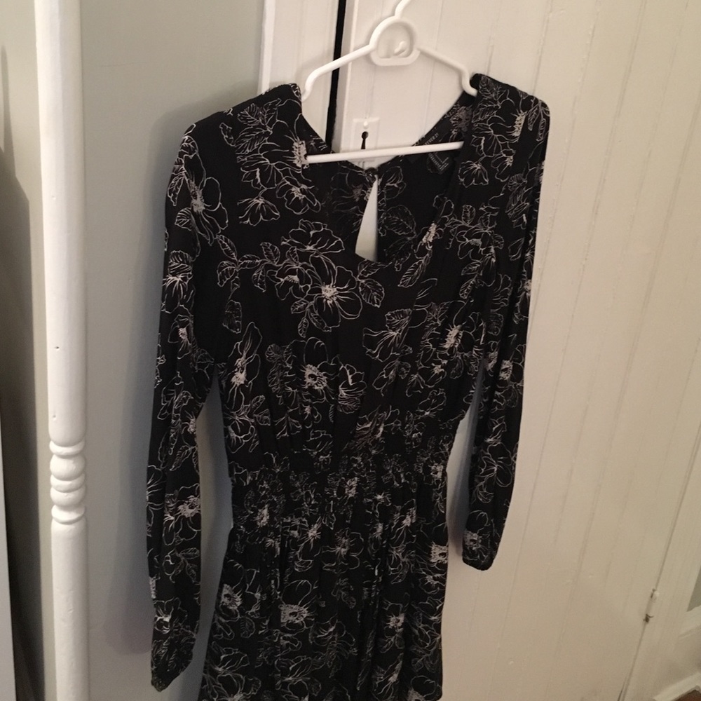 Black floral flounce dress