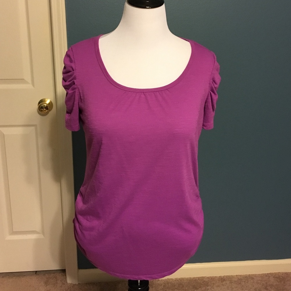 Style & Co. Purple Short Sleeved Shirt w Ruching