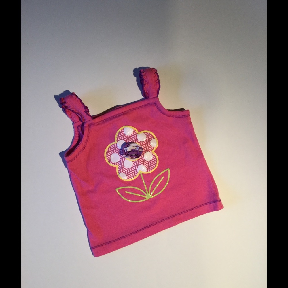 Baby Girl Pink Flower Top- Size 12 months