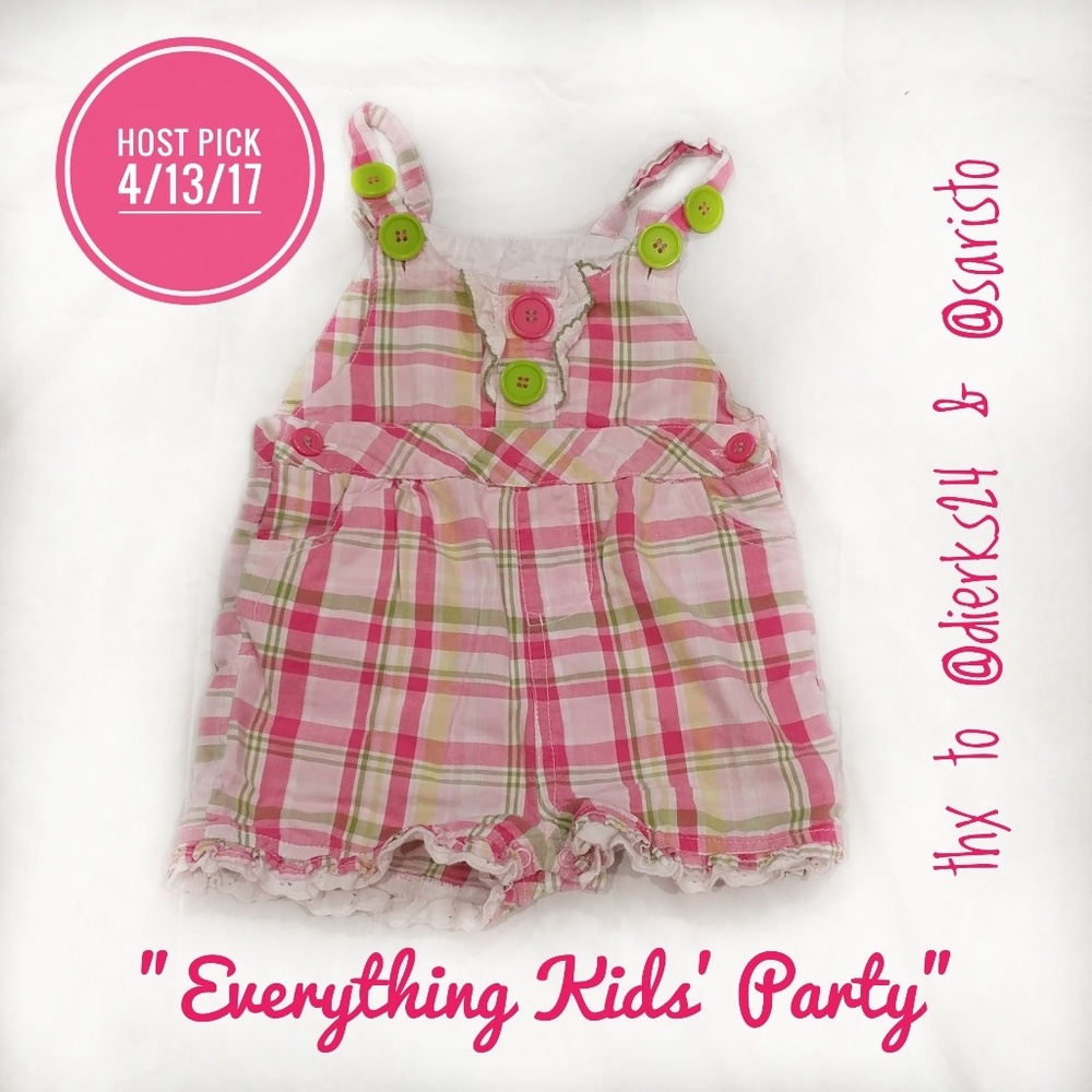 🎉HP🎉Kids' BelugaNY Pink/GreenPlaid OverallShorts