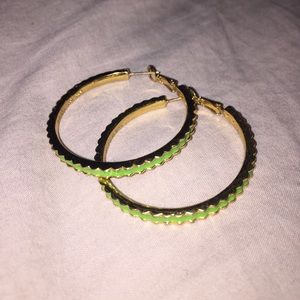 Kate spade gold and green hoop earrings