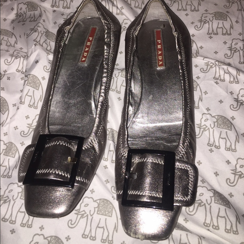Prada Silver Flats