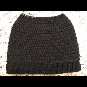 Crocheted bun beanie