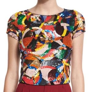 Alice + Olivia "Kelli" Embellished Crop Top