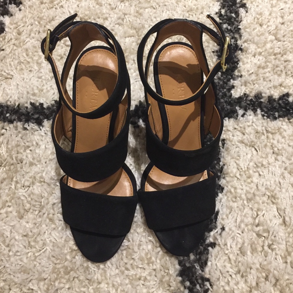 J.Crew Black Suede Heels 6.5