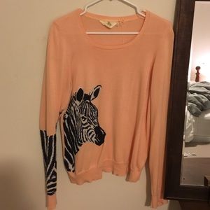 Pink Anthropologie zebra sweater