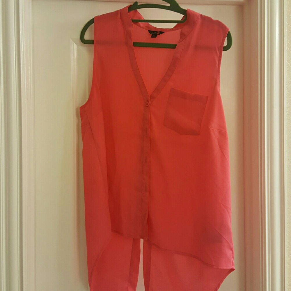 Pink Huess High Low Blouse