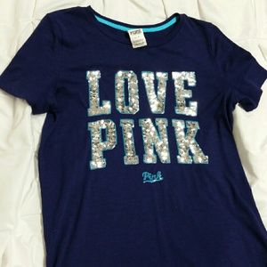 PINK blue with sequin tshirt