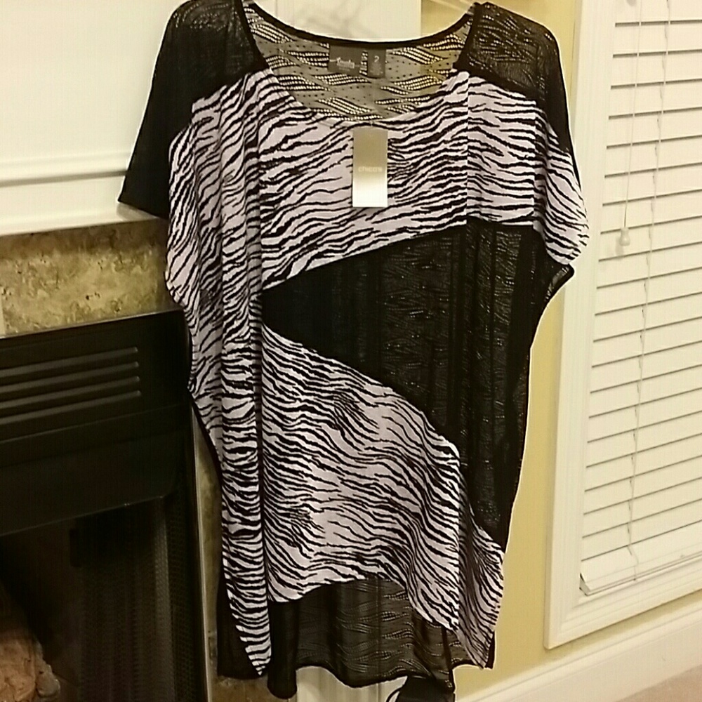 PRICE DROP Chicos sheer black & white zebra