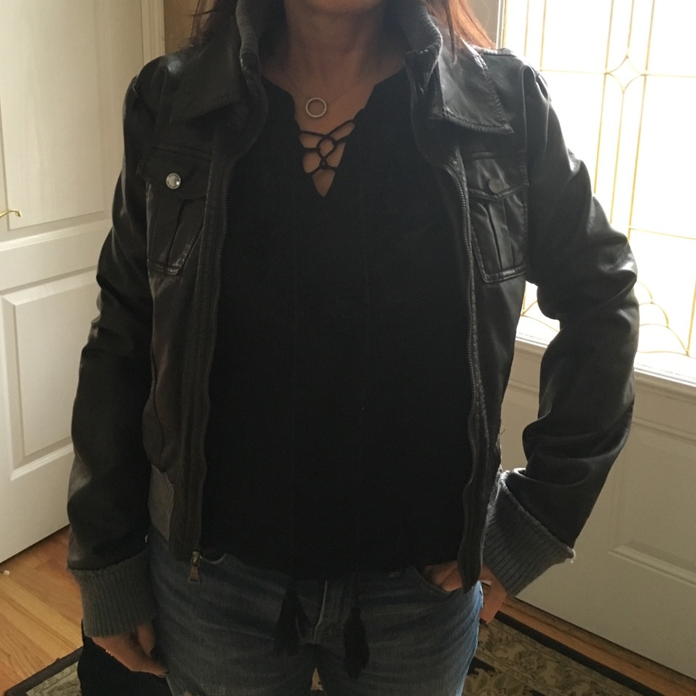 SALE❤️ real brown and grey leather jacket