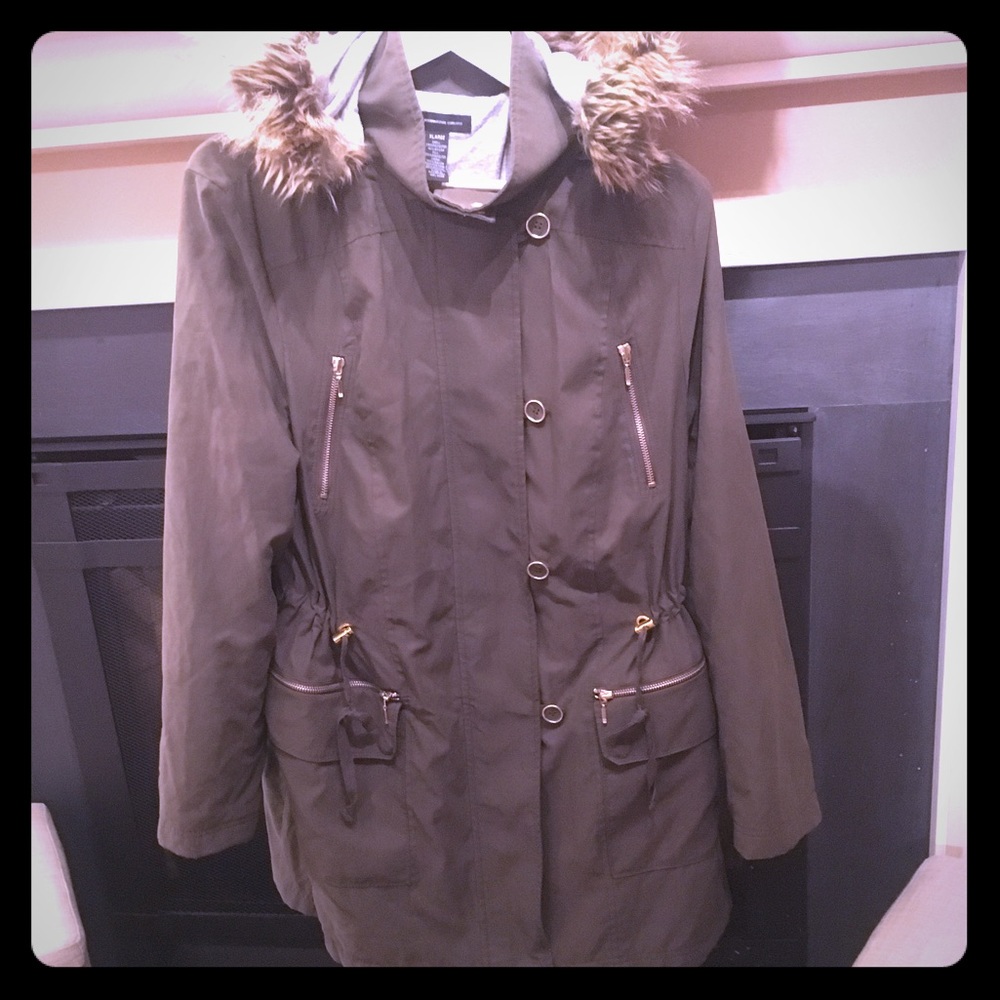 INC Hunter green jersey lined coat