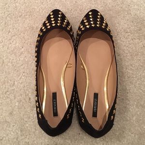 F21 Black Flats with Gold Studds