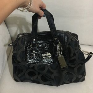 Coach Madison black op art canvas bag