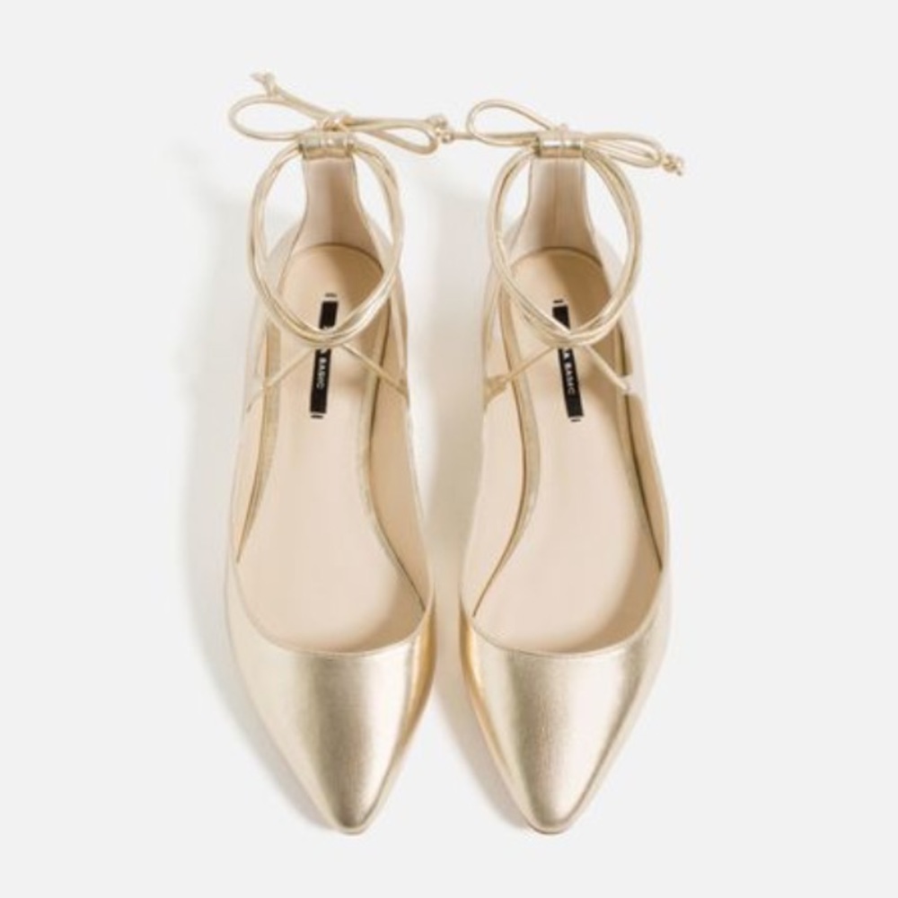 Zara Lace up Ballet Flats