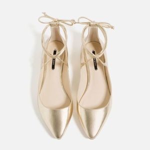 Zara Lace up Ballet Flats
