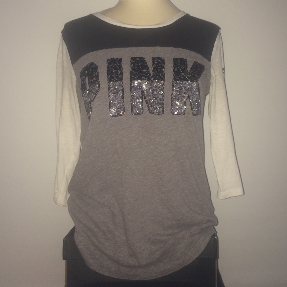 PINK half sleeve sequin top