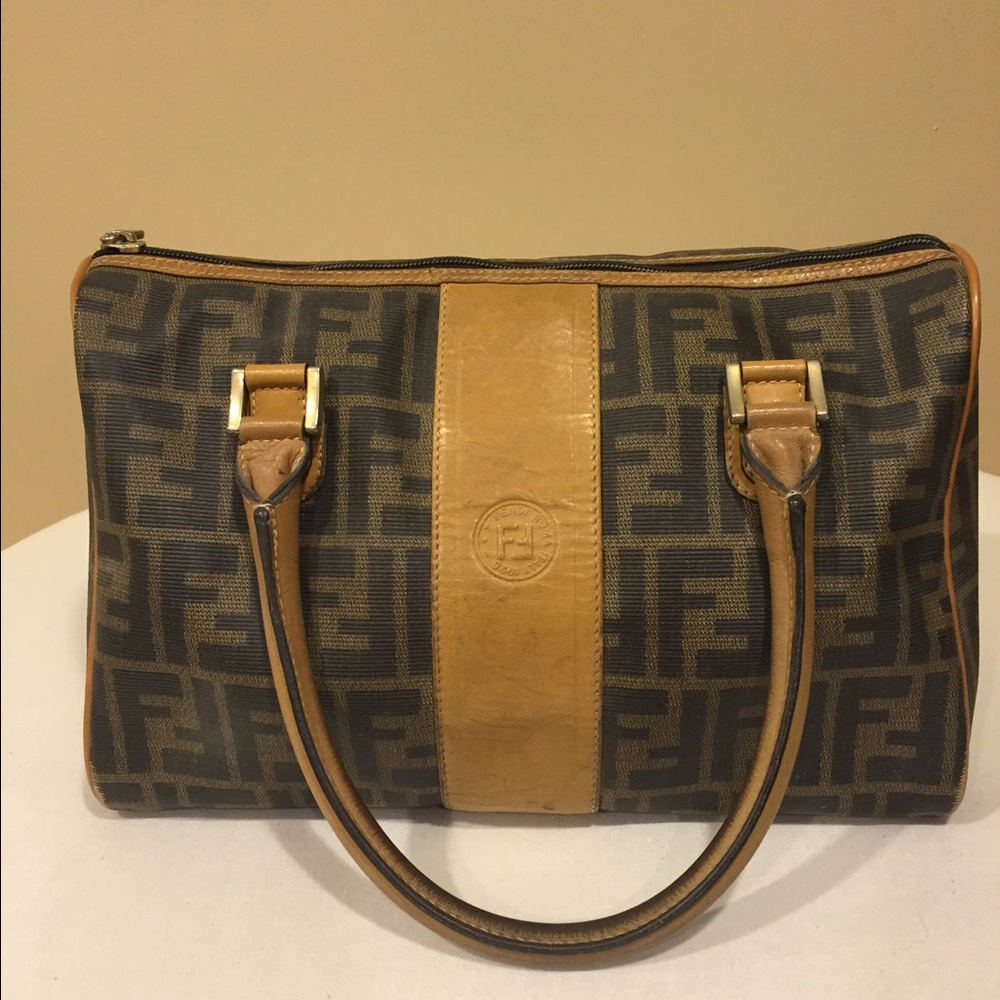 Vintage Fendi Boston Handbag Satchel Circa 1980's.
