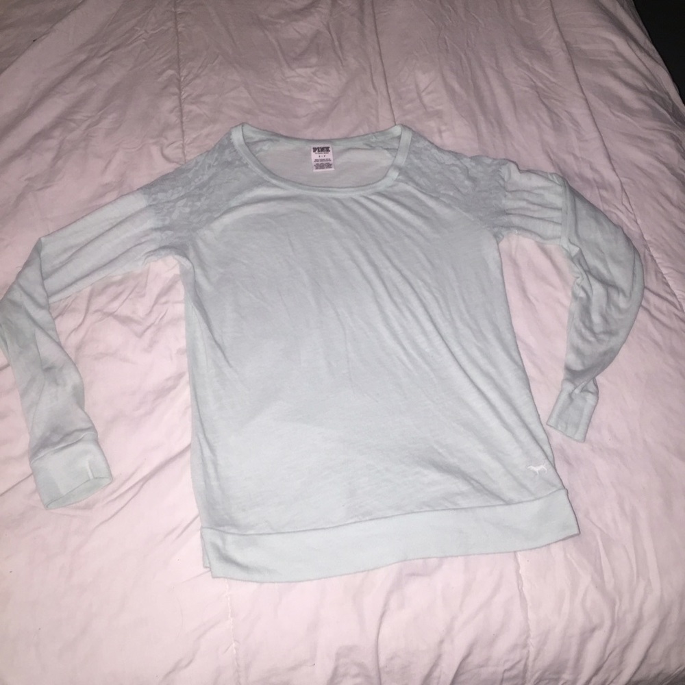 VS PINK laced shoulder long sleeved tee