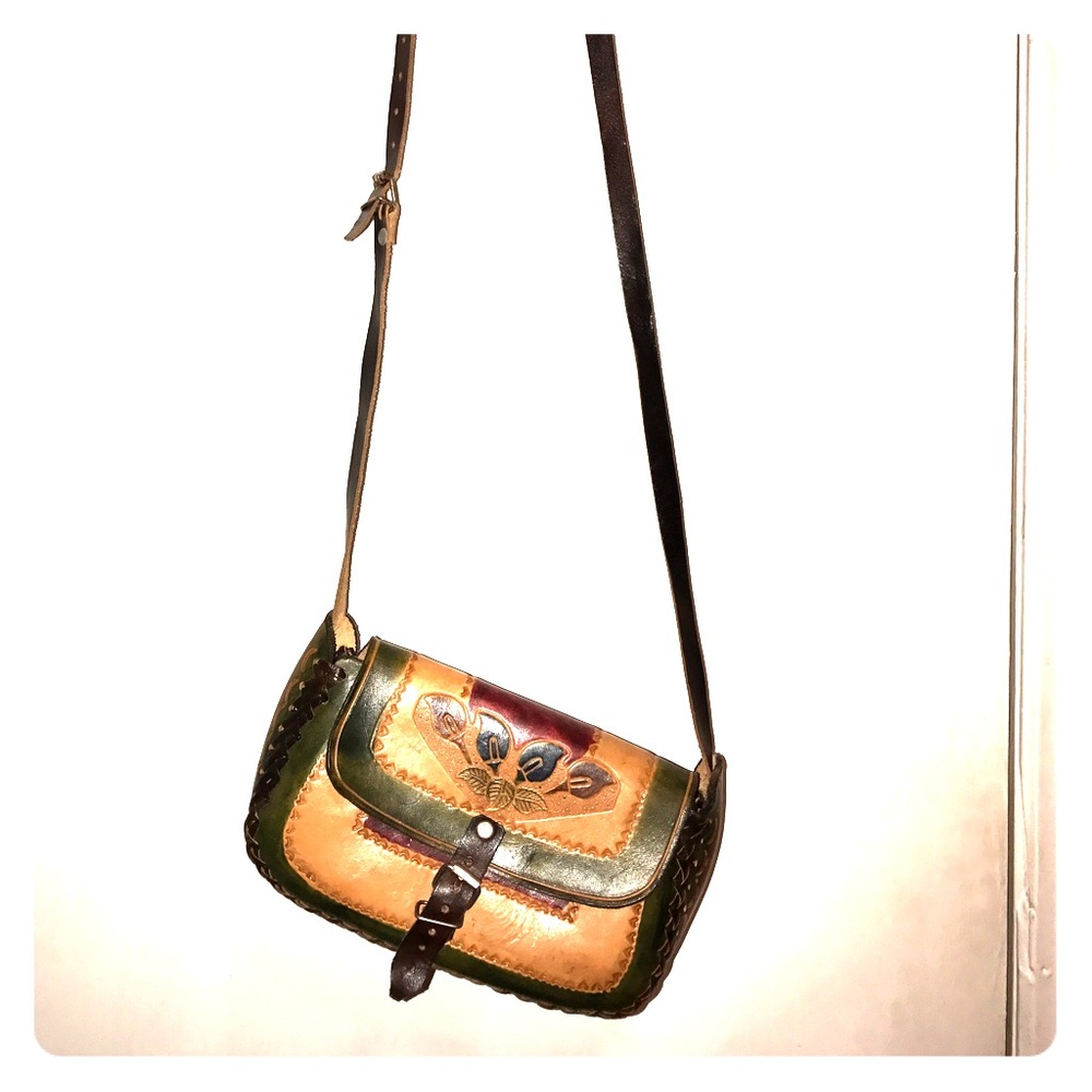 Vintage, hand  made real leather bag .