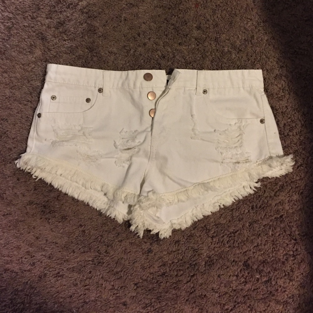 White jean shorts